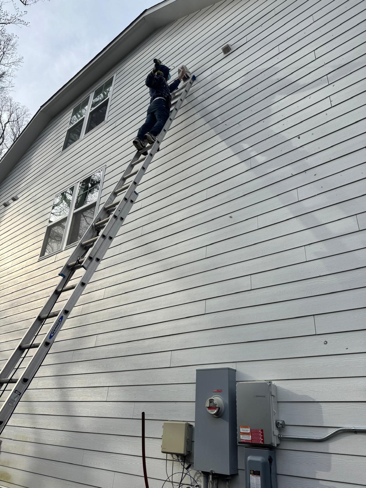 Two professional bird guards installed on home vents — Northern Virginia vent protection