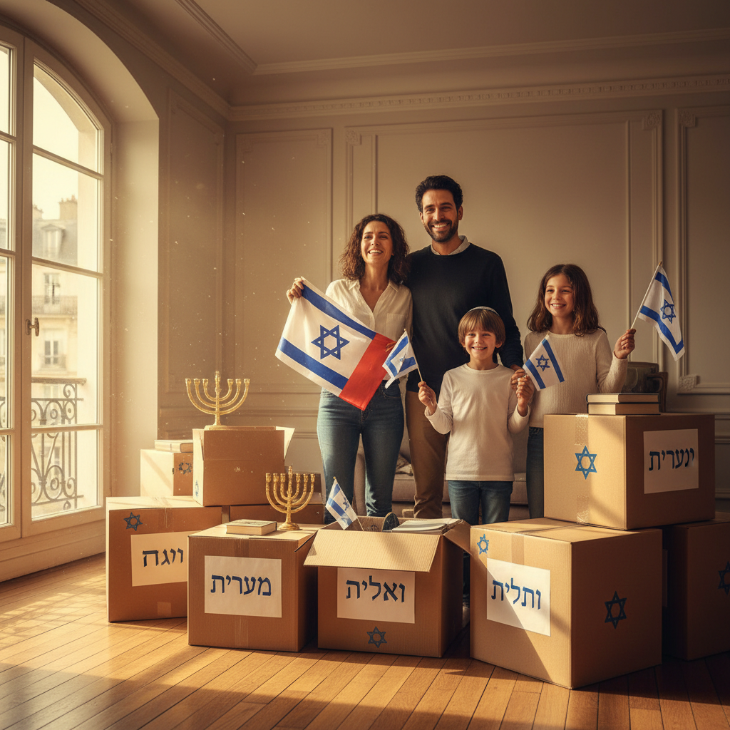 Salon lumineux méditerranéen symbolisant un nouveau départ en Israël