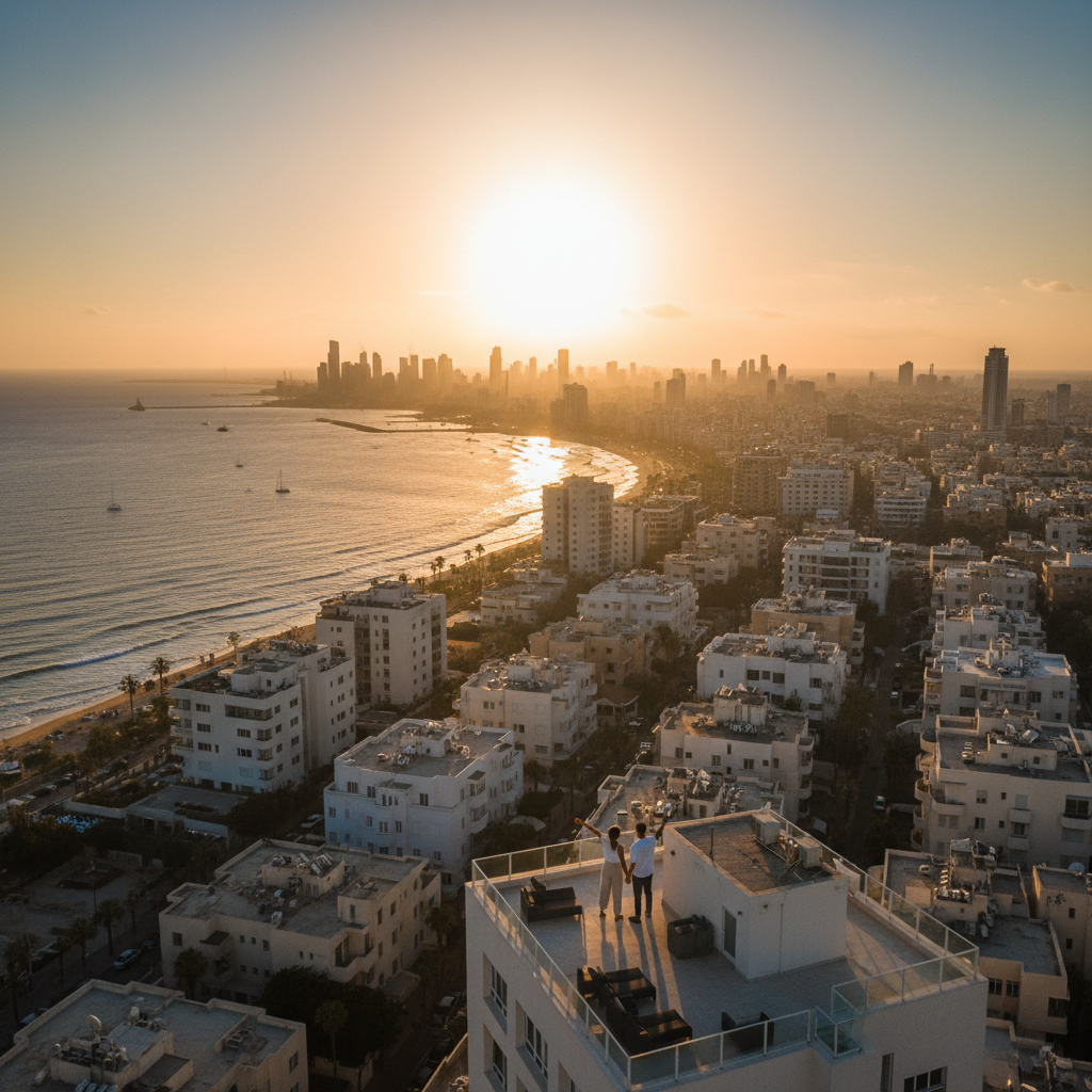 Israeli coastline at sunrise