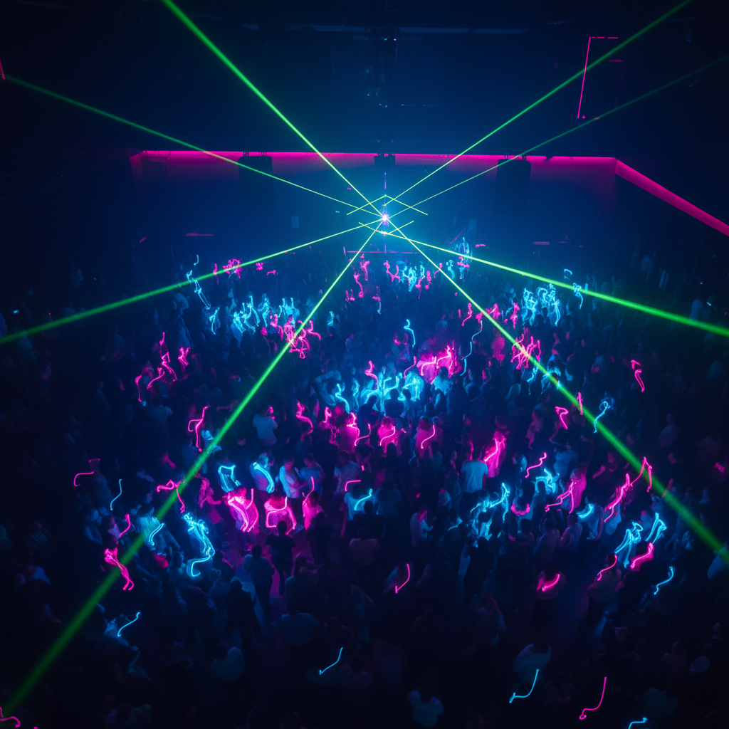Dancing crowd aerial view