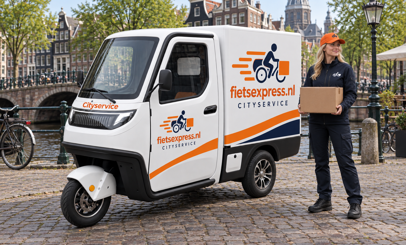 City Hopper — elektrische fietskoerier in Amsterdam centrum voor milieubewuste bezorging van grotere zendingen