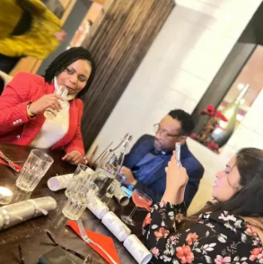 Guests enjoying cocktails and appetizers