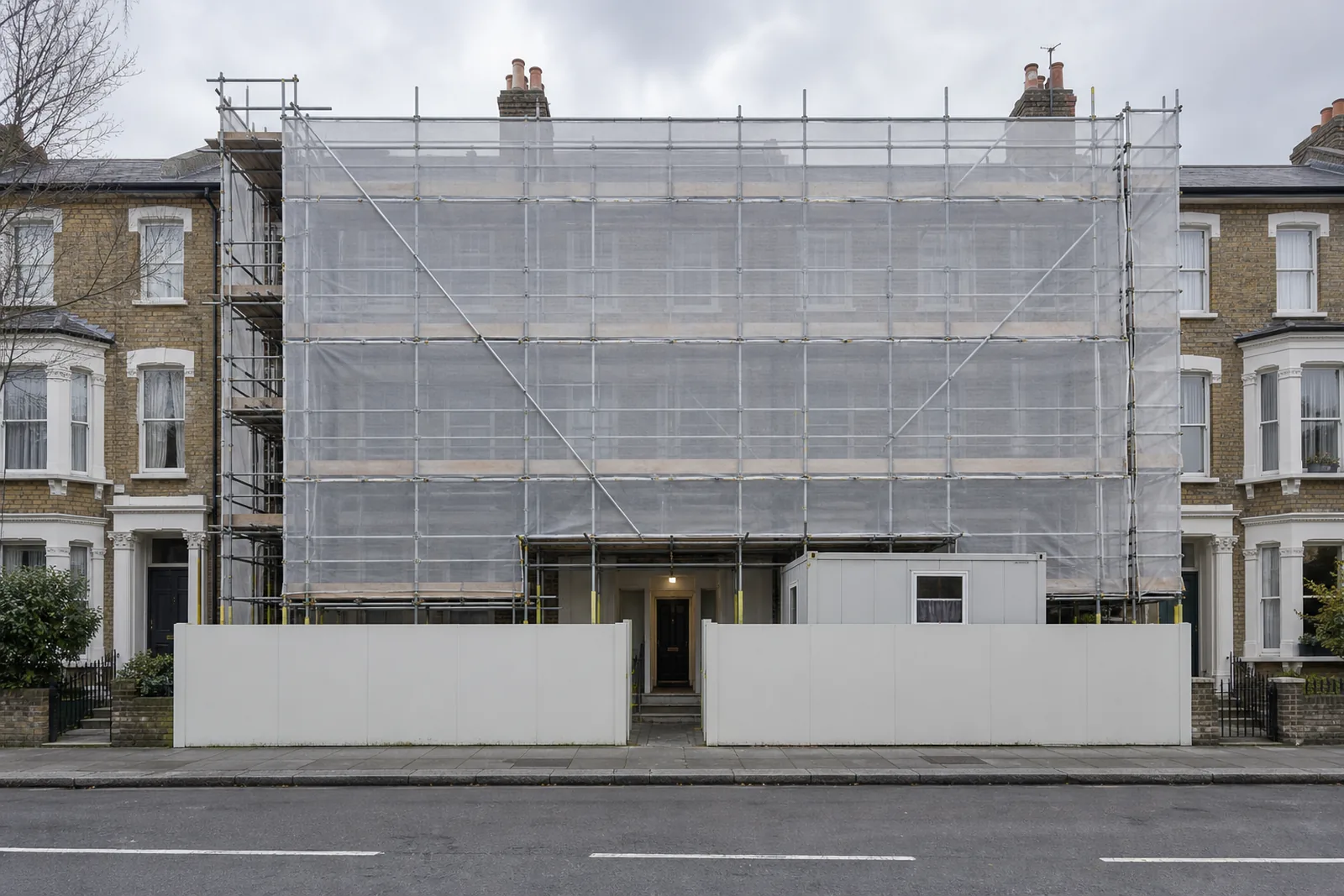 Scaffold on a live construction site in south London under the principal contractor's control