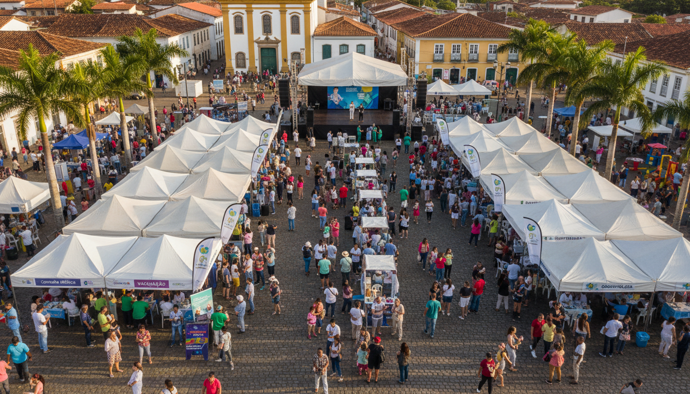 Comunidade em evento de saúde
