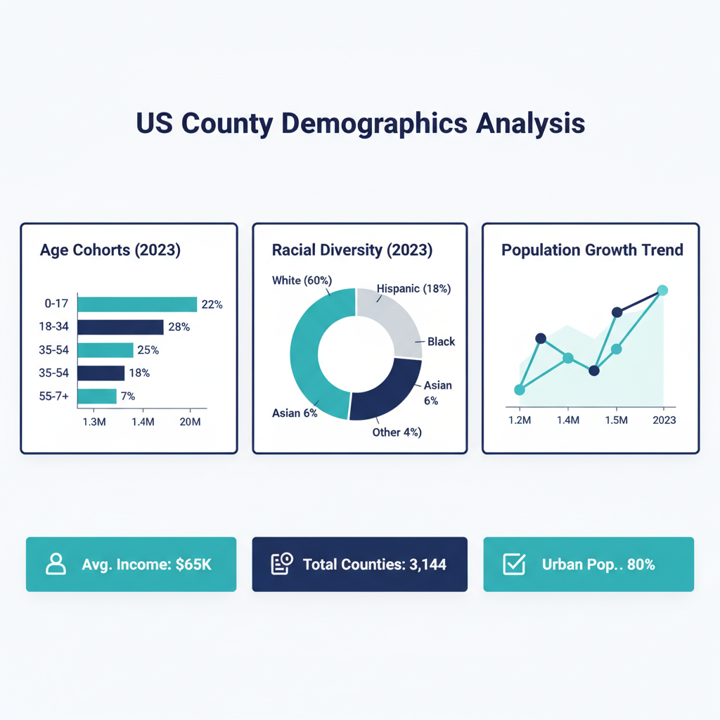 County Demographics Analysis: Capabilities, Age Cohorts, Migration, and Data Sources