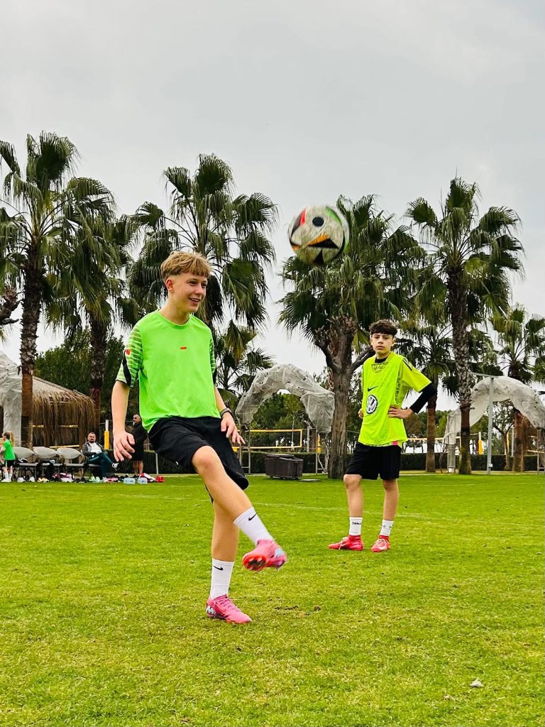 Young footballers practicing ball control at camp in Turkey – Football IQ technique training