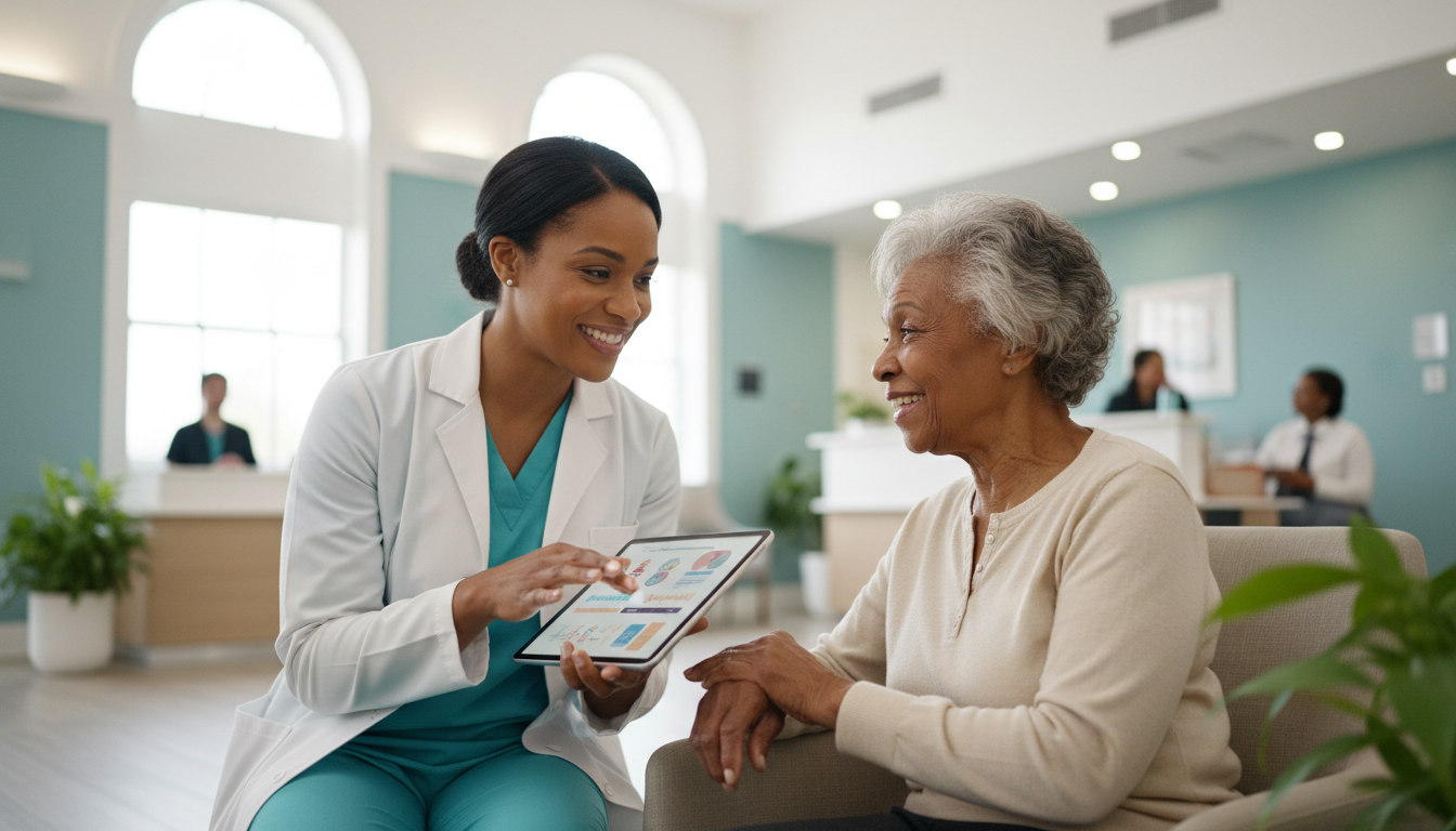 Care coordinator reviewing a patient's integrated health record