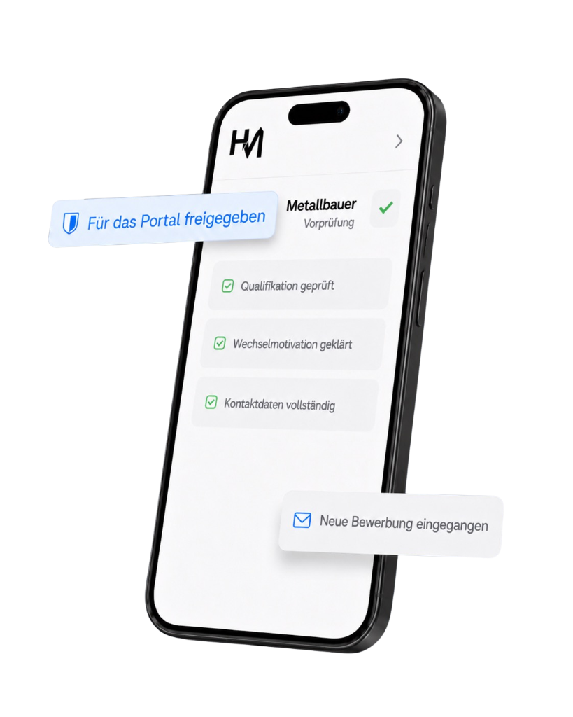 Bewerberportal auf Smartphone