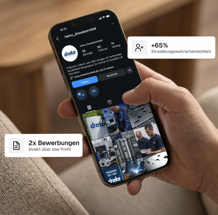 Digitale Bewerbungsprozesse – Instagram Profil auf Smartphone