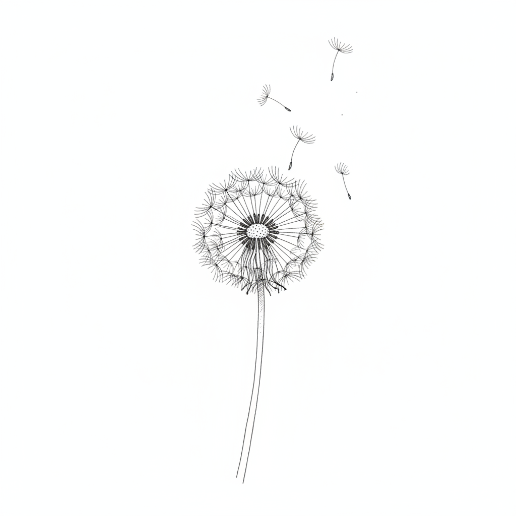 Hand-drawn dandelion illustration