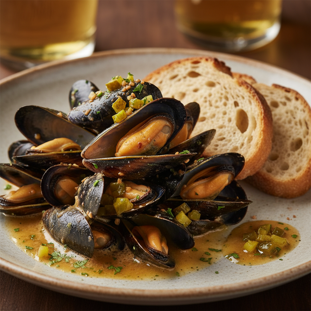 Gourmet Bourbon Maple Smoked Mussels with Brown Butter