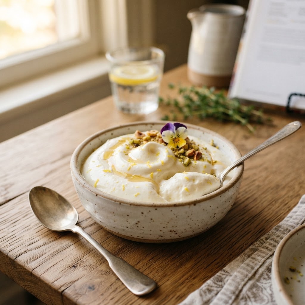 Velvety Honey-Lemon Yogurt Cloud: A Refreshing Dessert