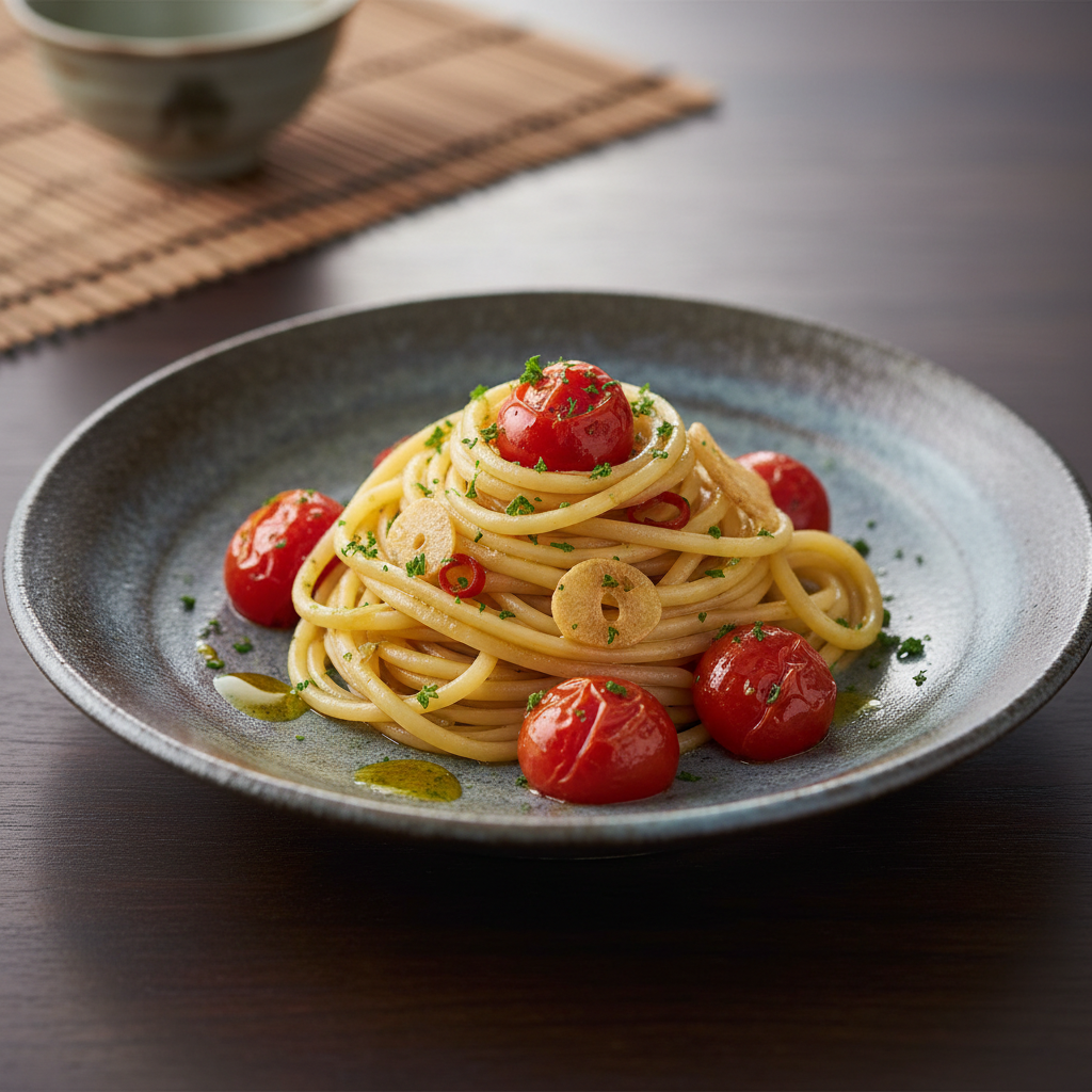 Linguine Aglio e Olio with Roasted Tomatoes: A Quick Delight