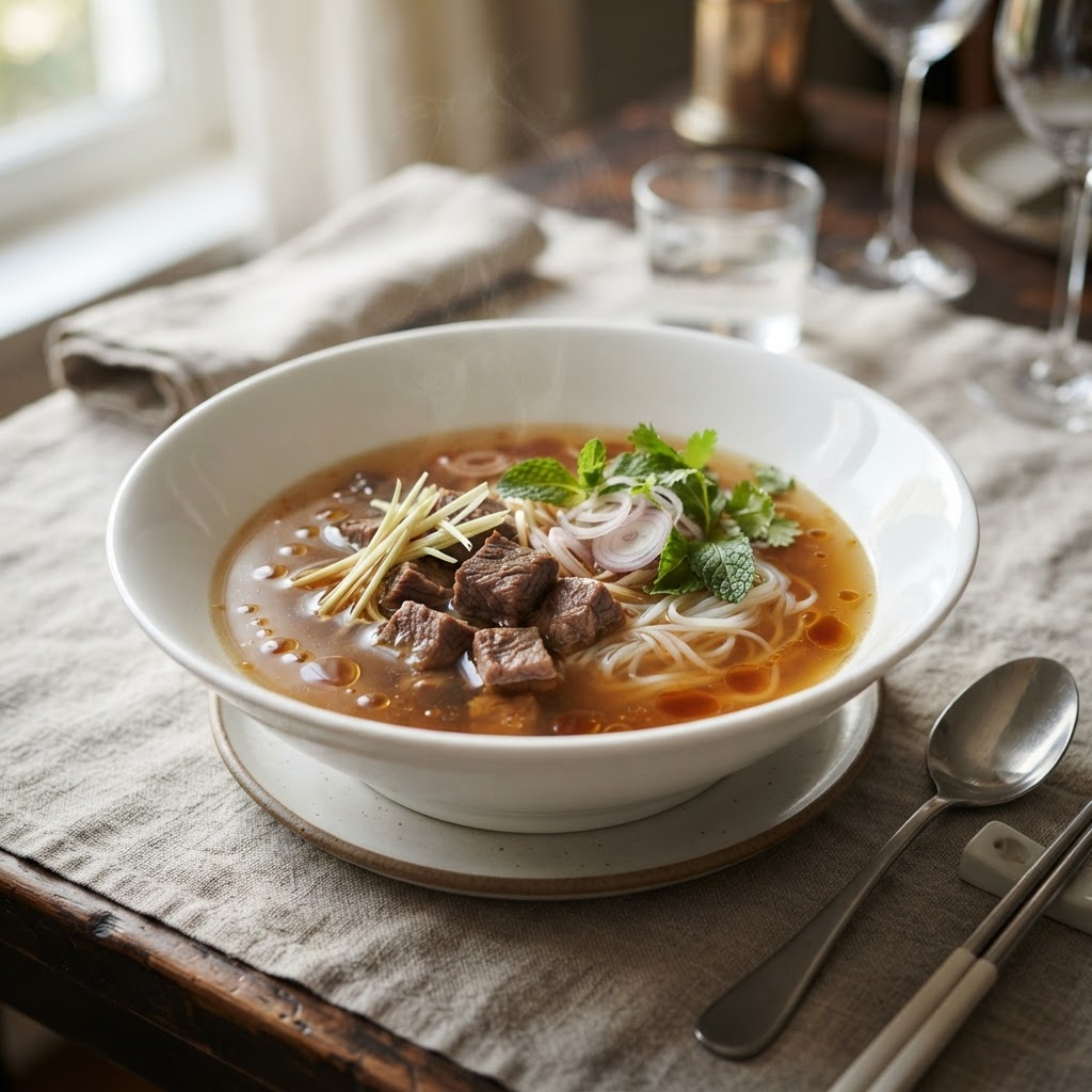 Lemongrass-Braised Beef Soup with Tamarind-Nuoc Cham