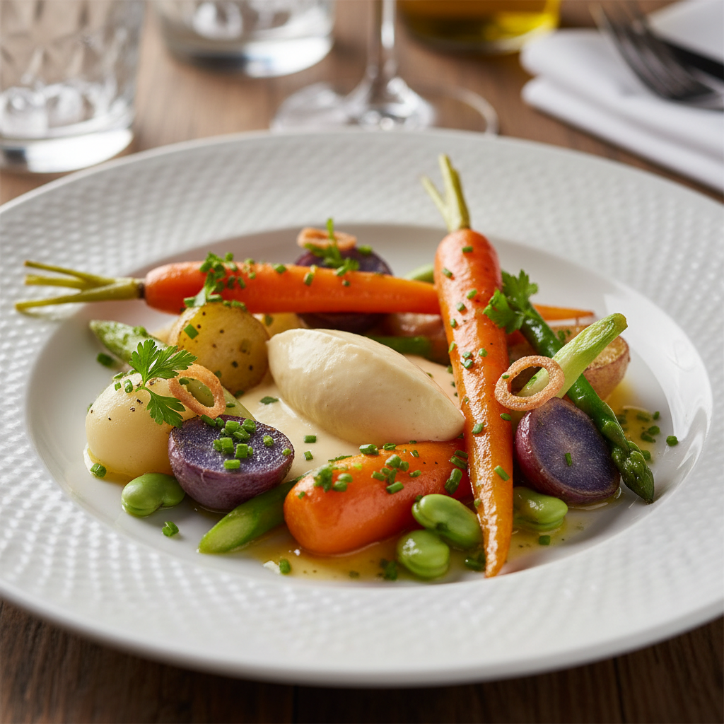 Elegant Seasonal Vegetables with Chive Beurre Blanc