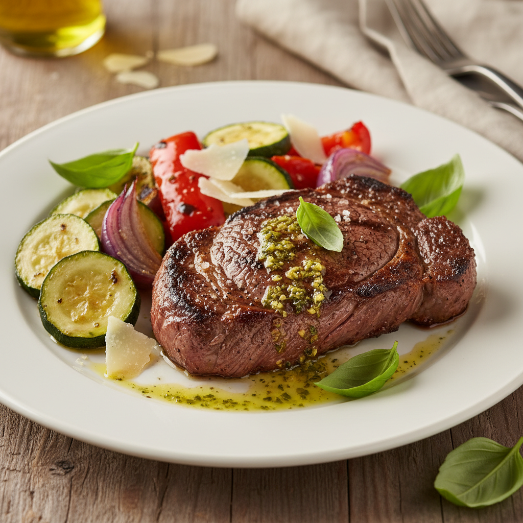 High Protein Steak with Roasted Garden Vegetables