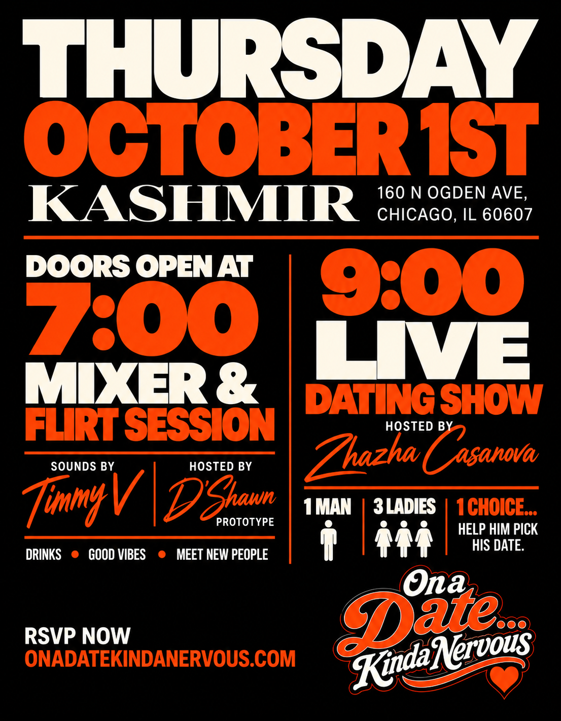 On a Date... Kinda Nervous — Thursday October 1st at Kashmir, 160 N Ogden Ave, Chicago