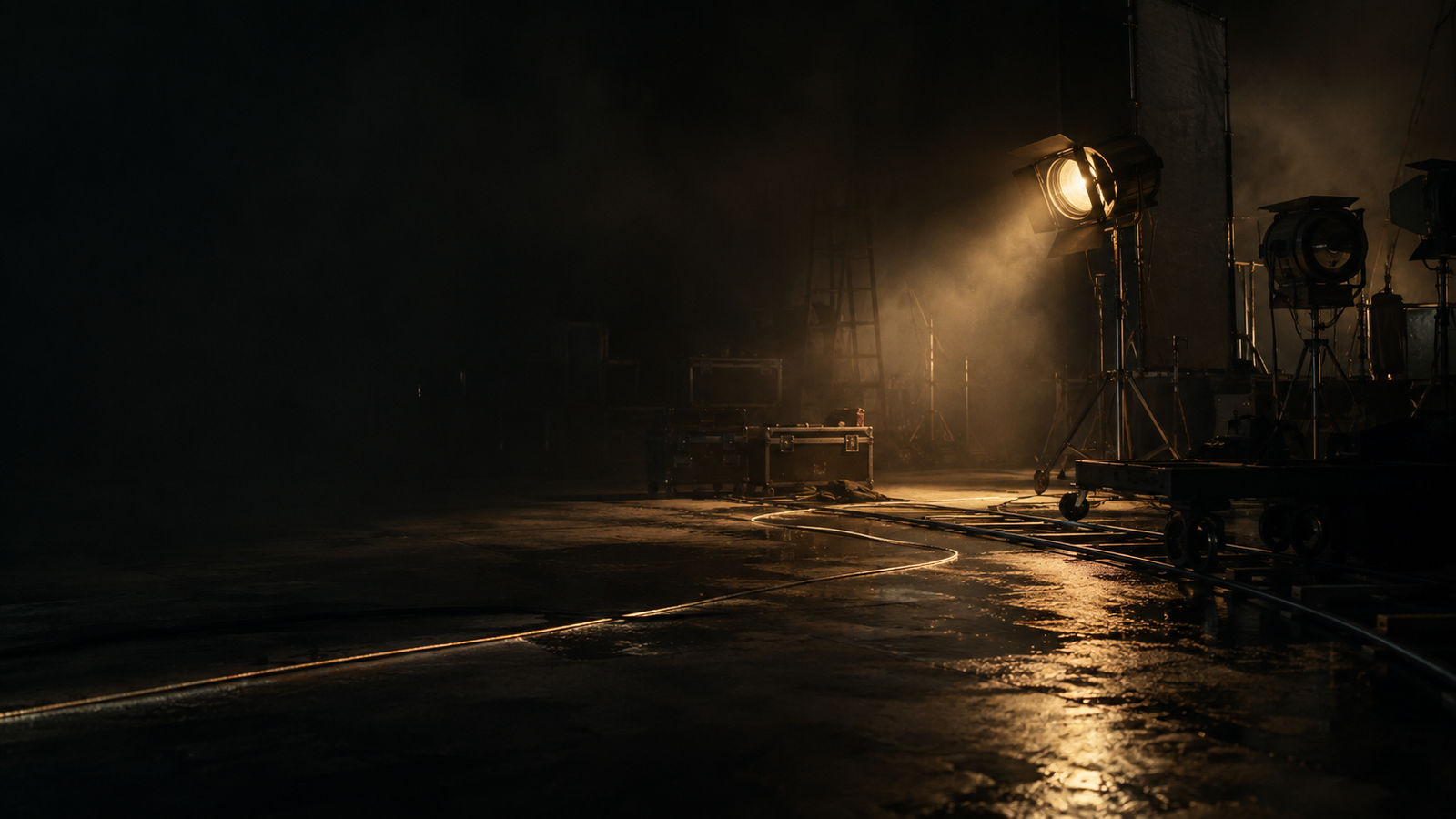 Projecteur sur un plateau de tournage, production pour agences