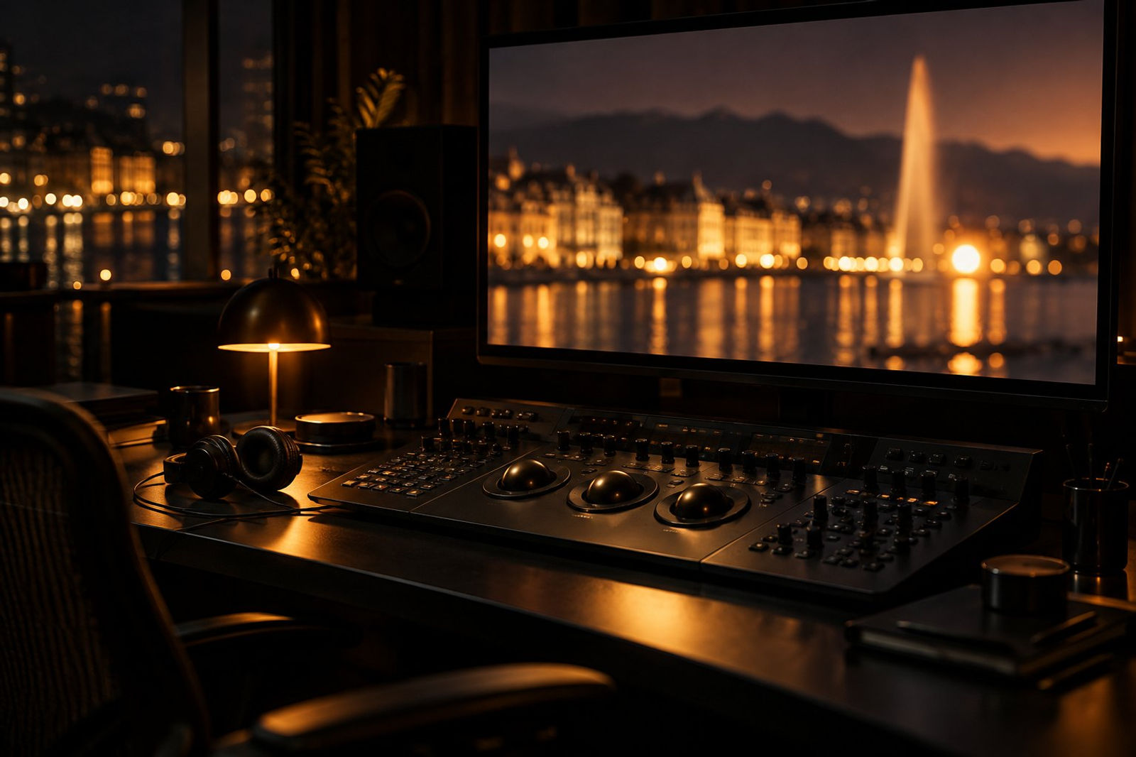 Station d'étalonnage de nuit, moniteur de référence allumé