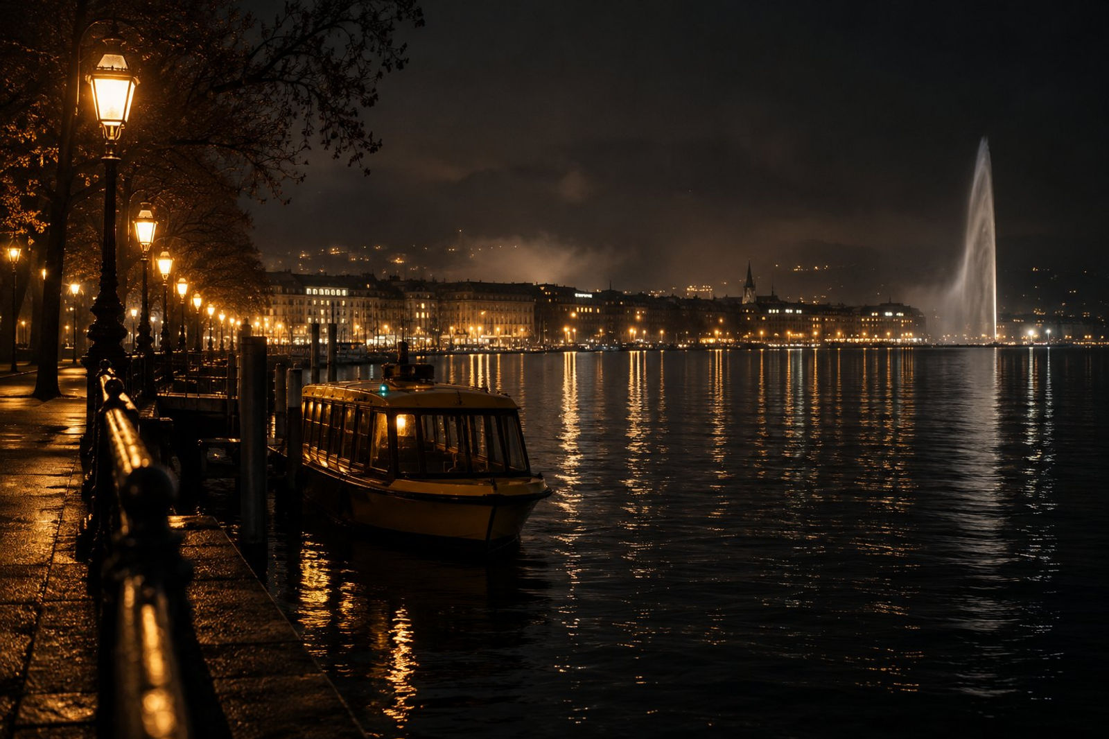 Quais de Genève la nuit