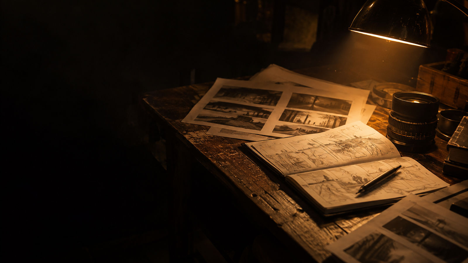 Bureau de travail sous une lampe, formations à l'IA