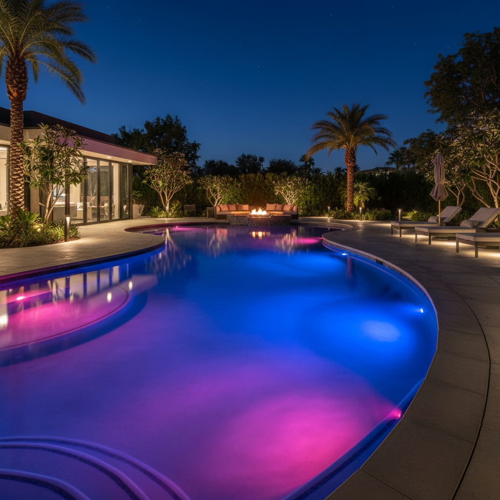 Colorful pool lighting