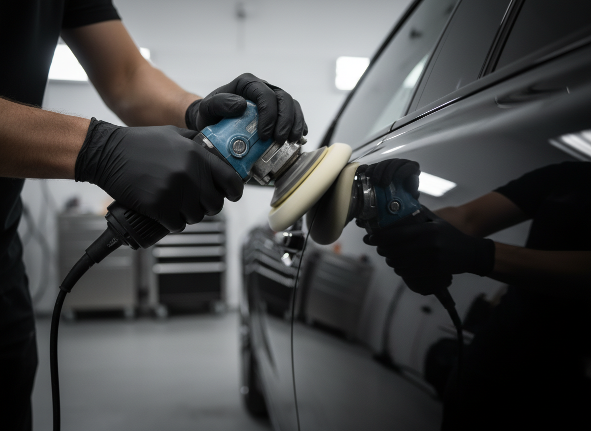 Professional detailer at work