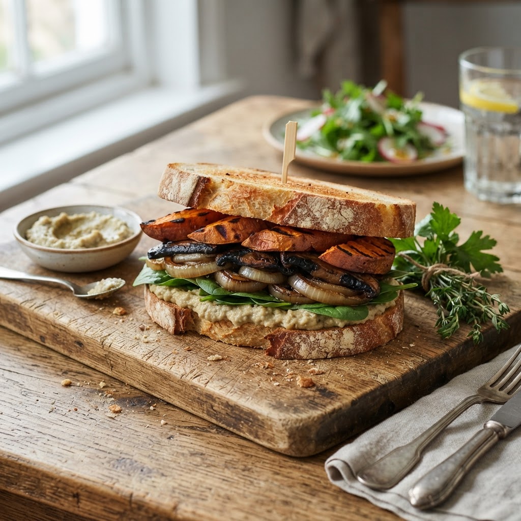 Sourdough Veggie Sandwich with Baba Ghanouj