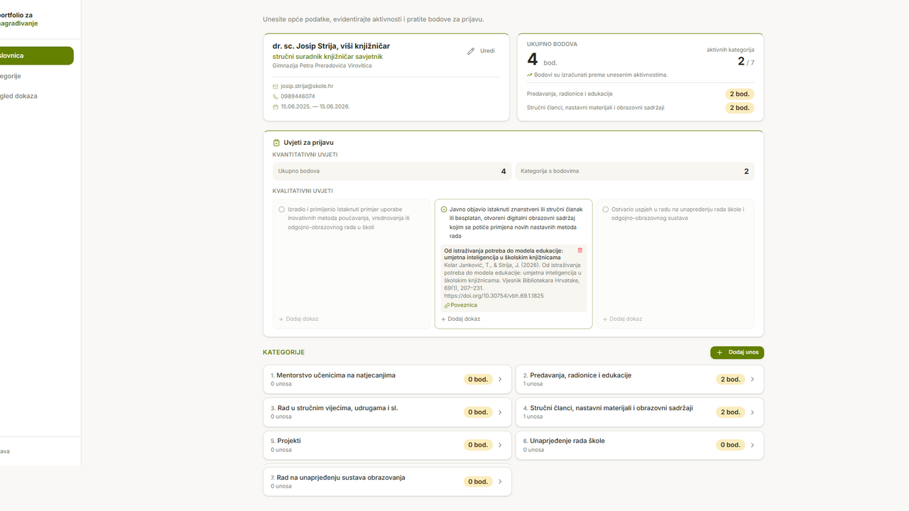 EduPortfolio - Nagrađivanje template preview
