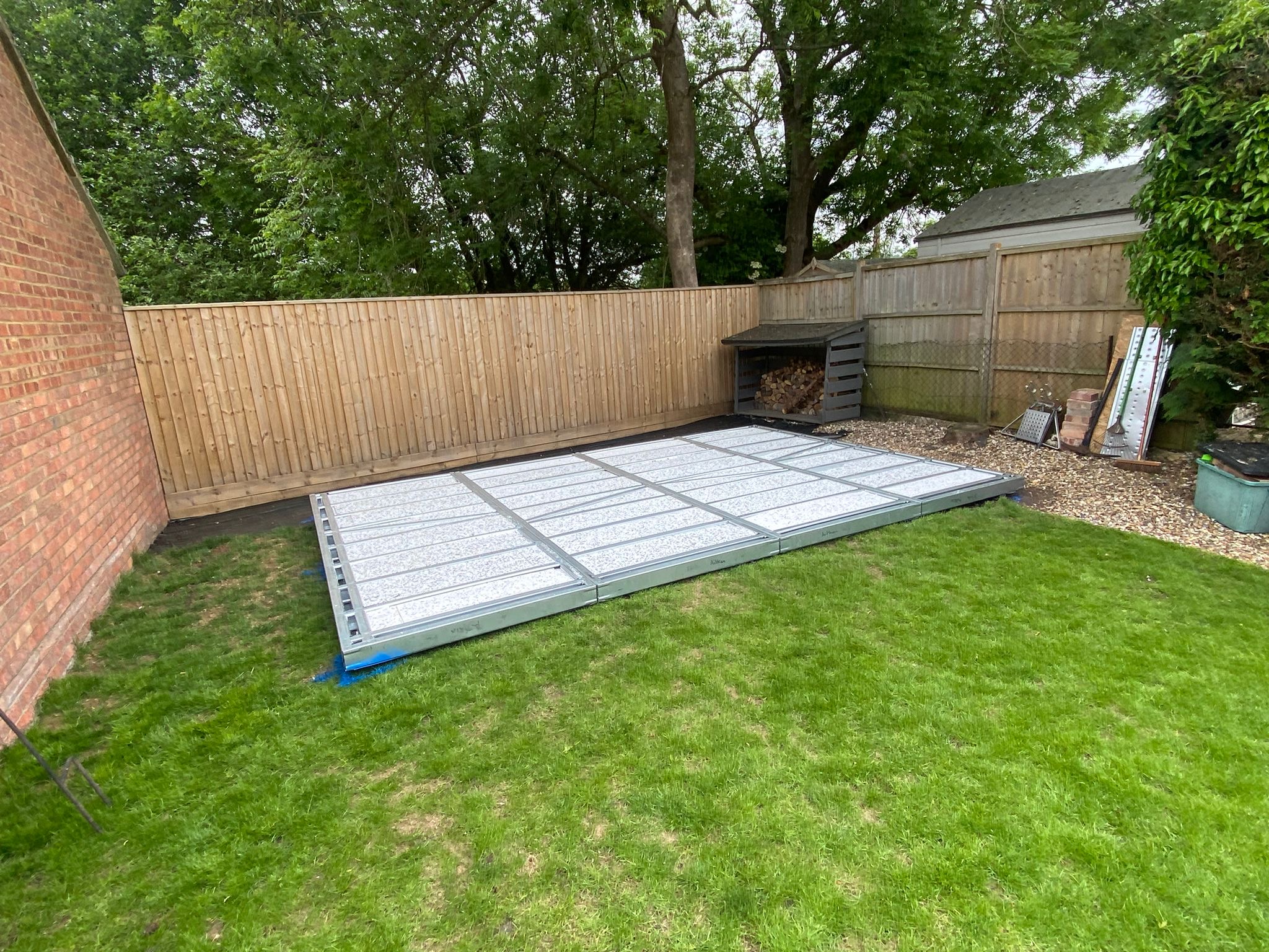 Insulated steel base frame with insulation panels fitted