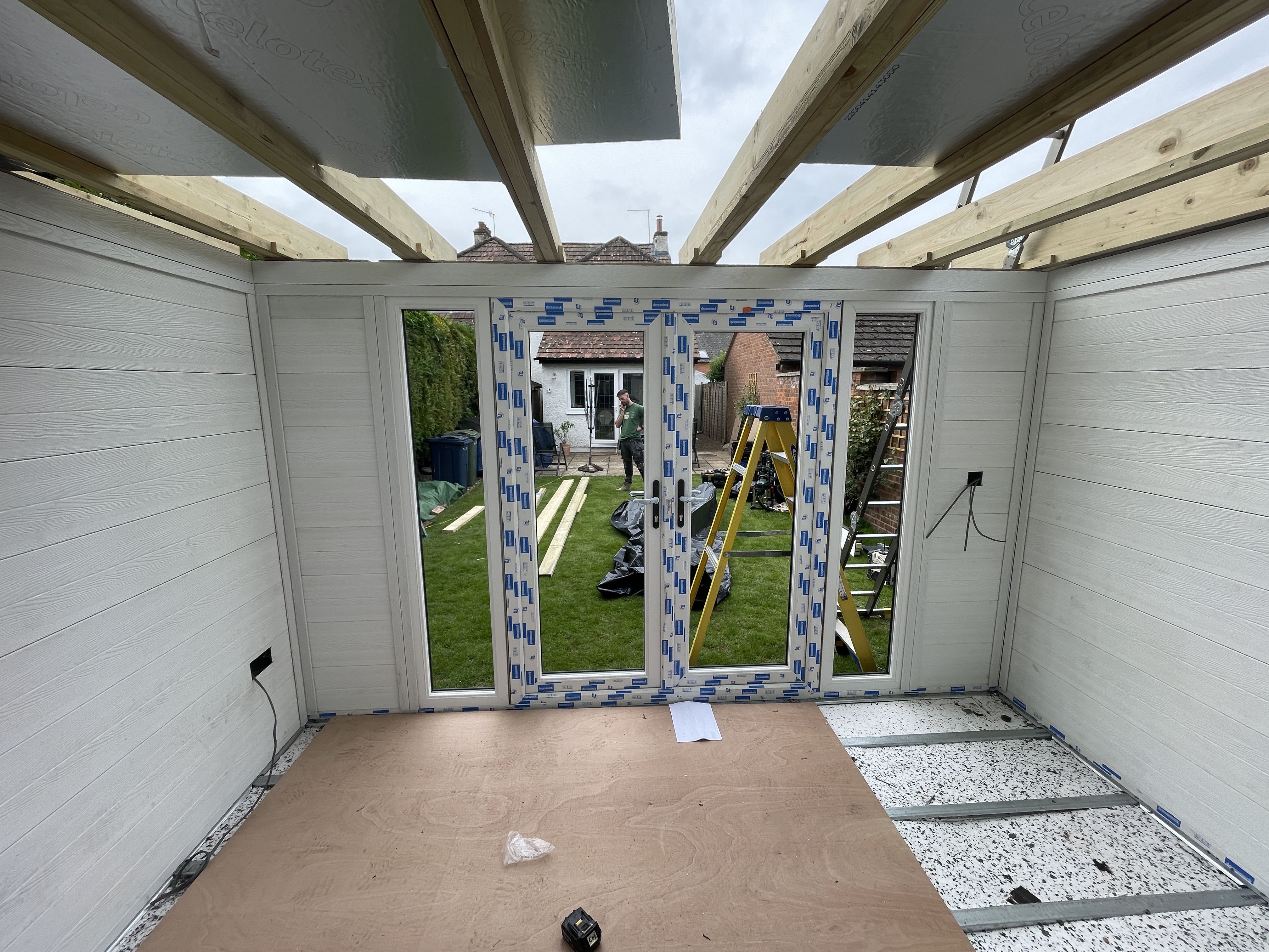 Interior framing with Celotex insulation between roof joists