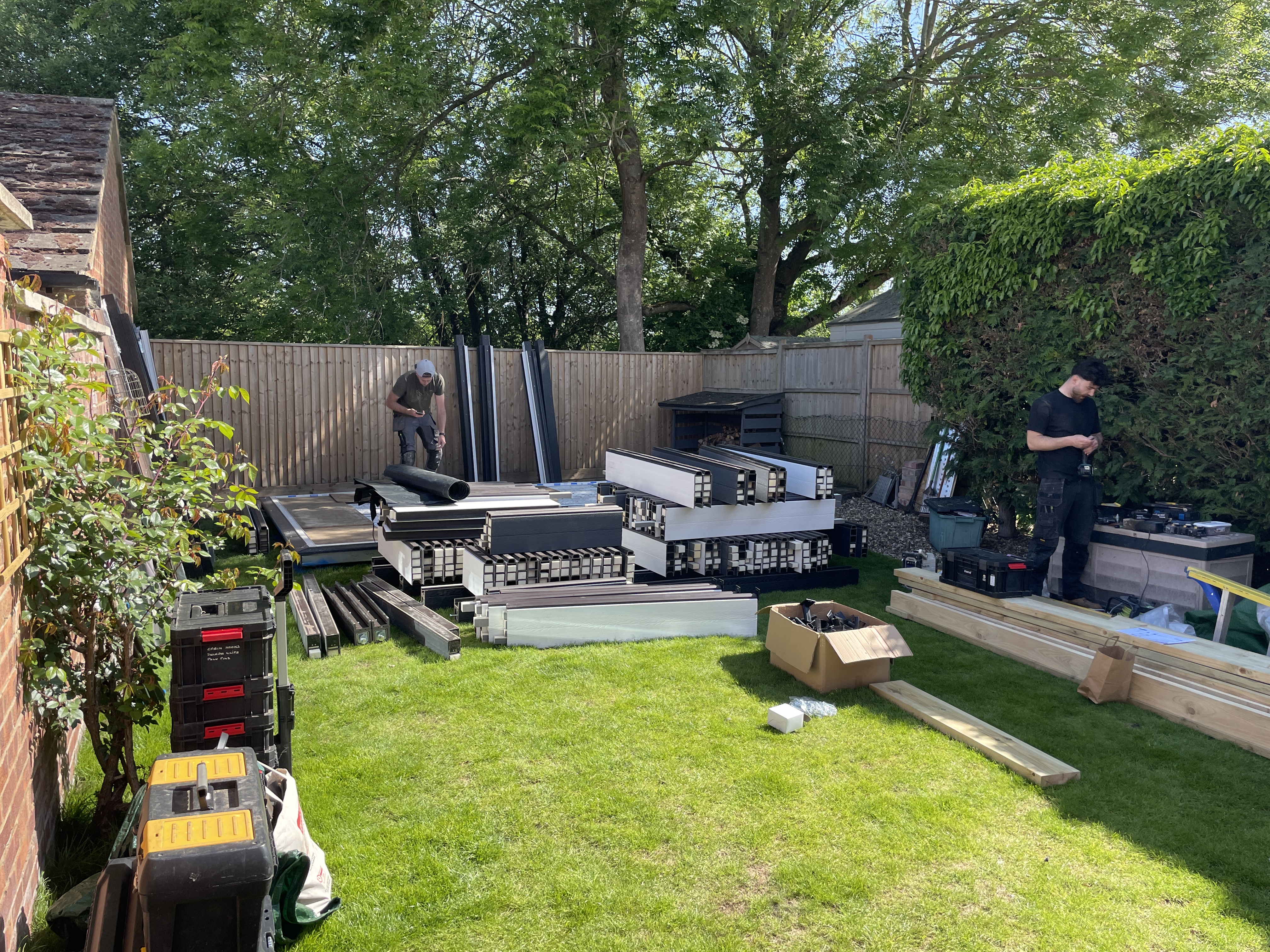 Building materials staged on site ready for installation