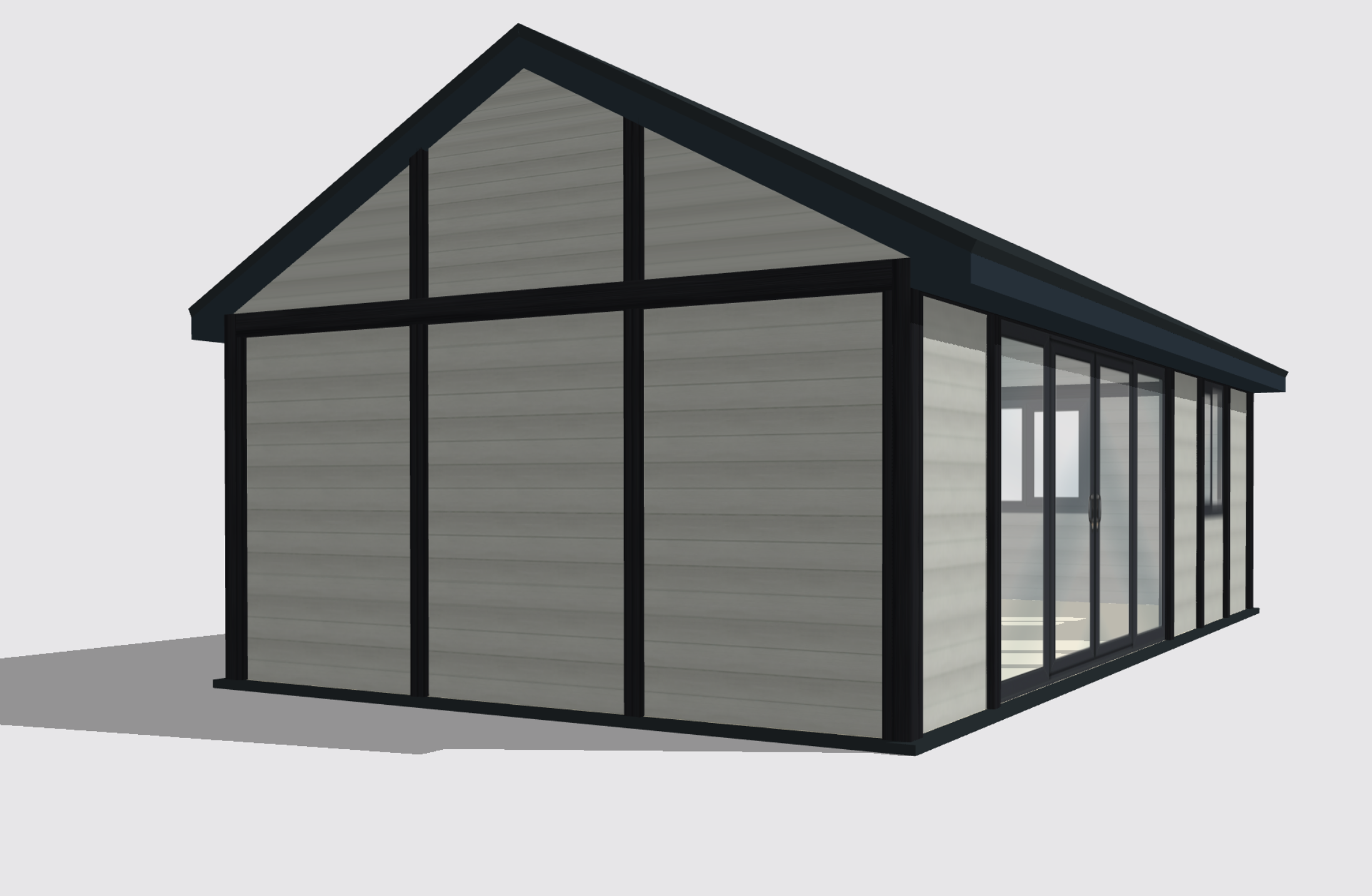 Pitched roof (dual-slope) garden room — gable end