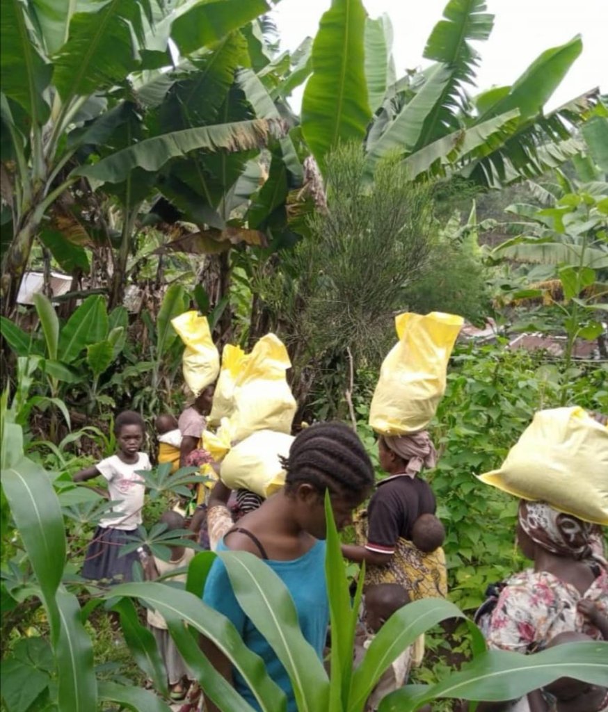 Volunteers delivering aid on the ground