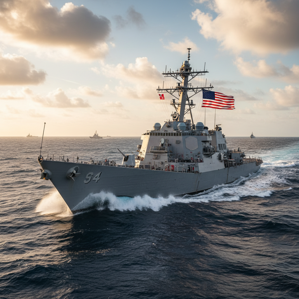 US Navy warship at sea