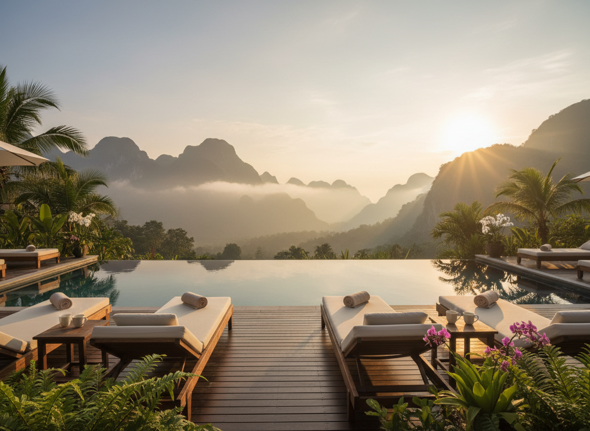 Luxury wellness retreat pool