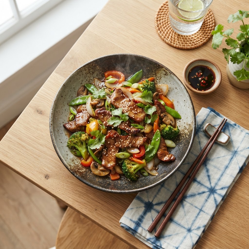 Porc sauté à l'asiatique