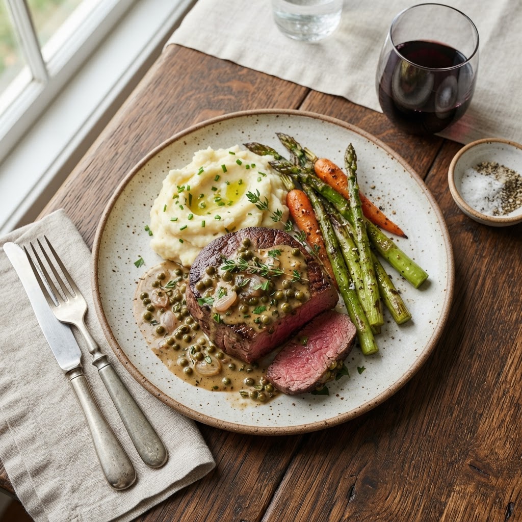 Filet mignon au poivre vert