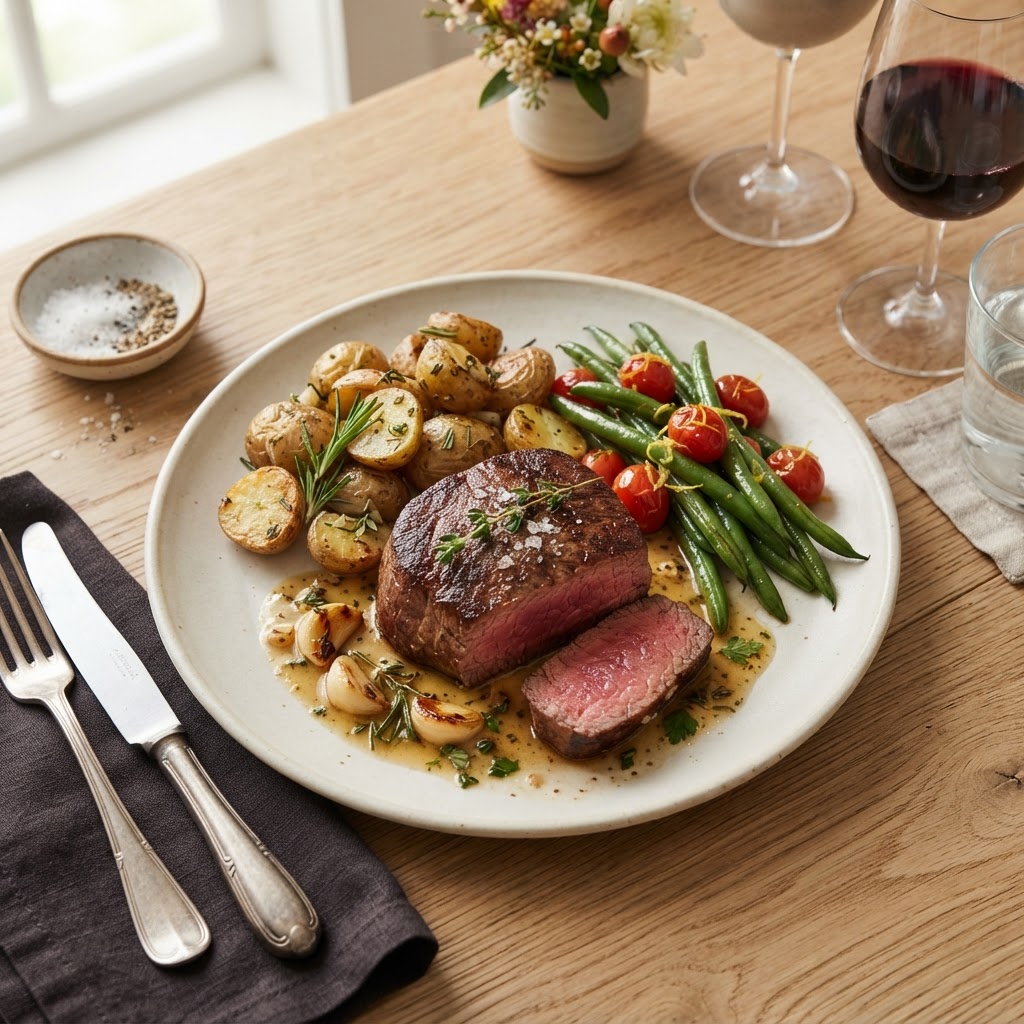 Filet mignon classique au beurre d'ail