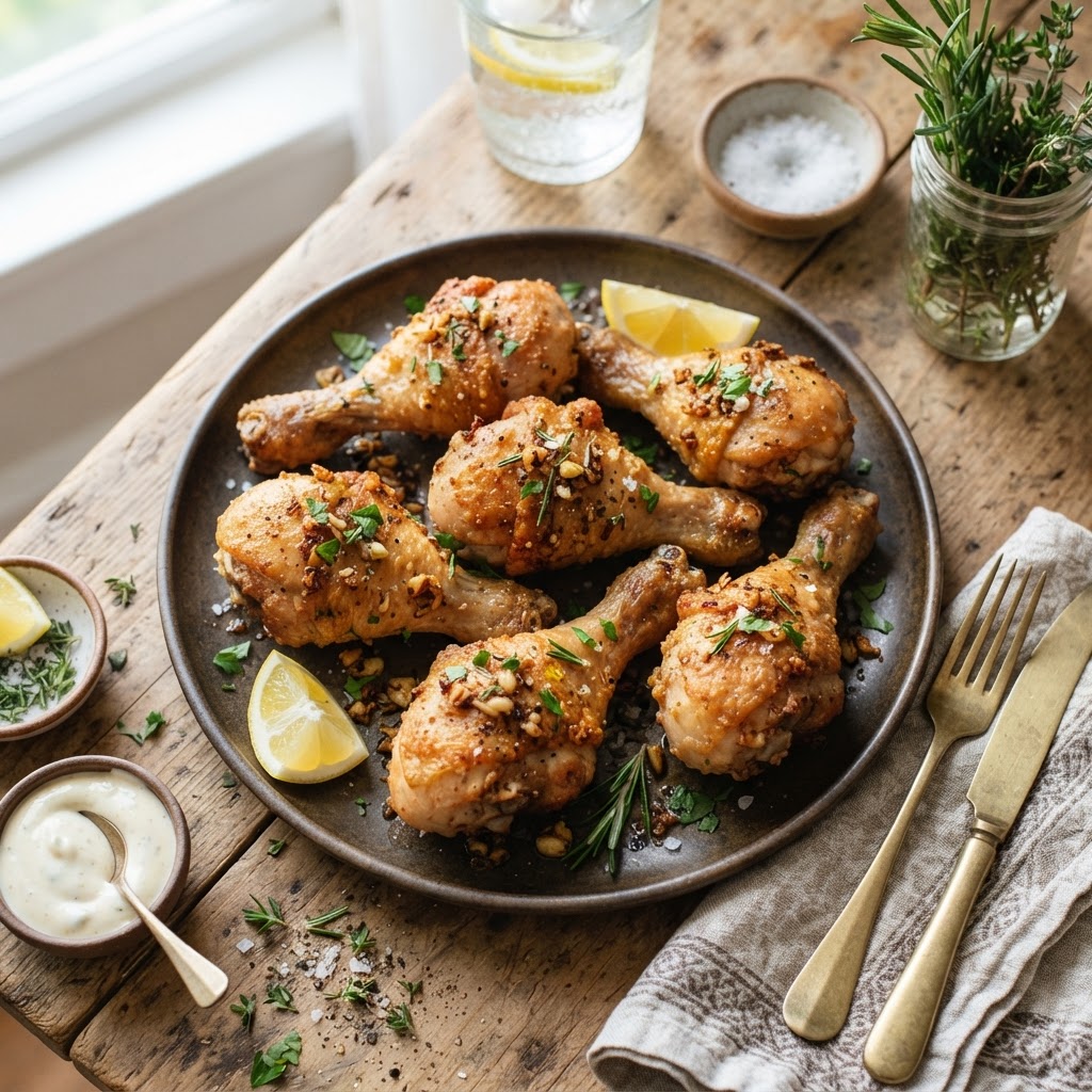 Cuisses de poulet croustillantes à l'ail