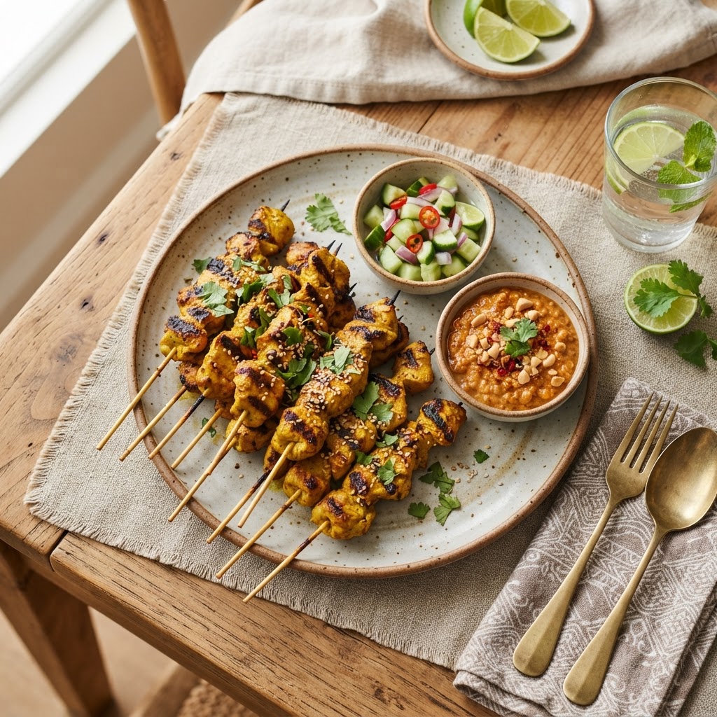 Brochettes de poulet satay