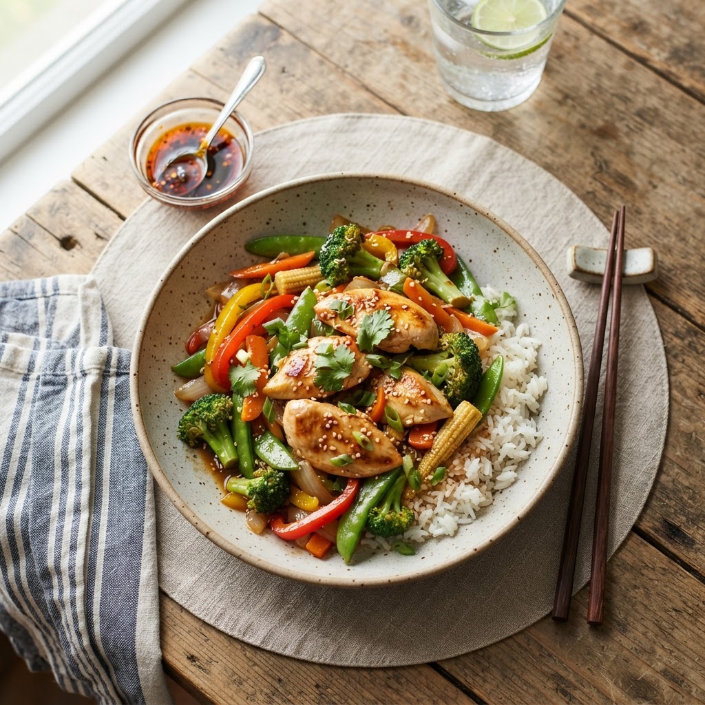 Poulet sauté aux légumes