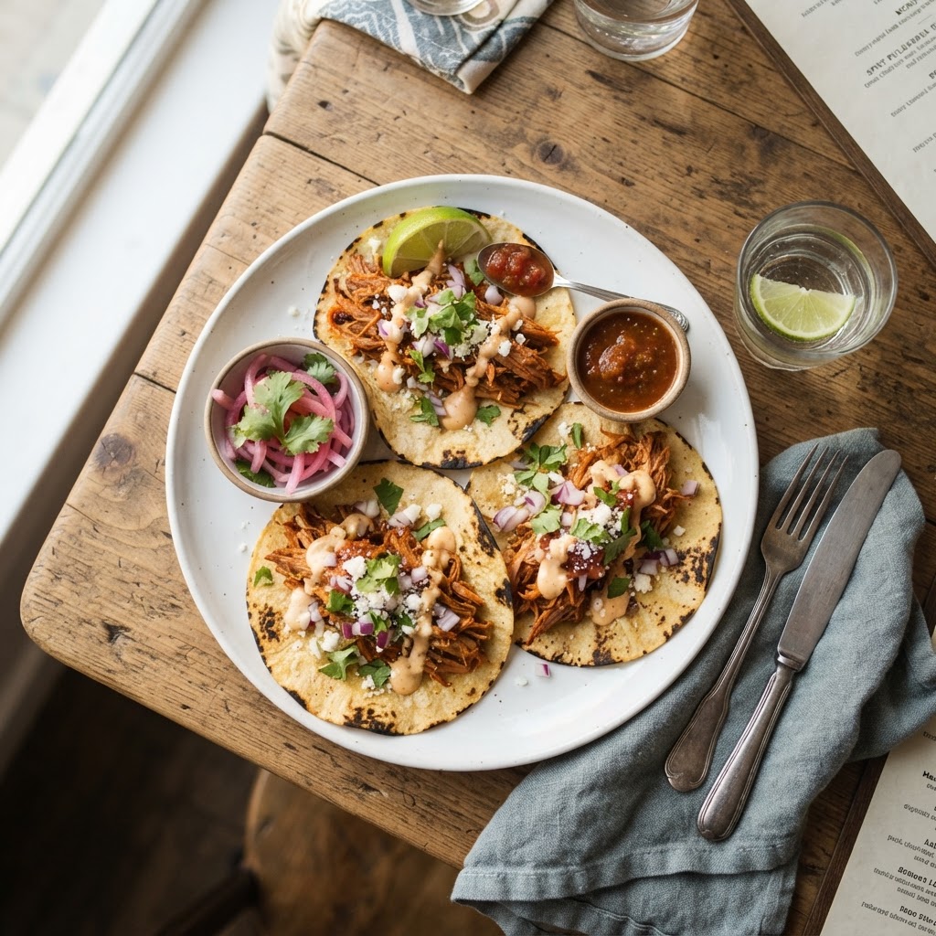 Tacos au porc effiloché épicé