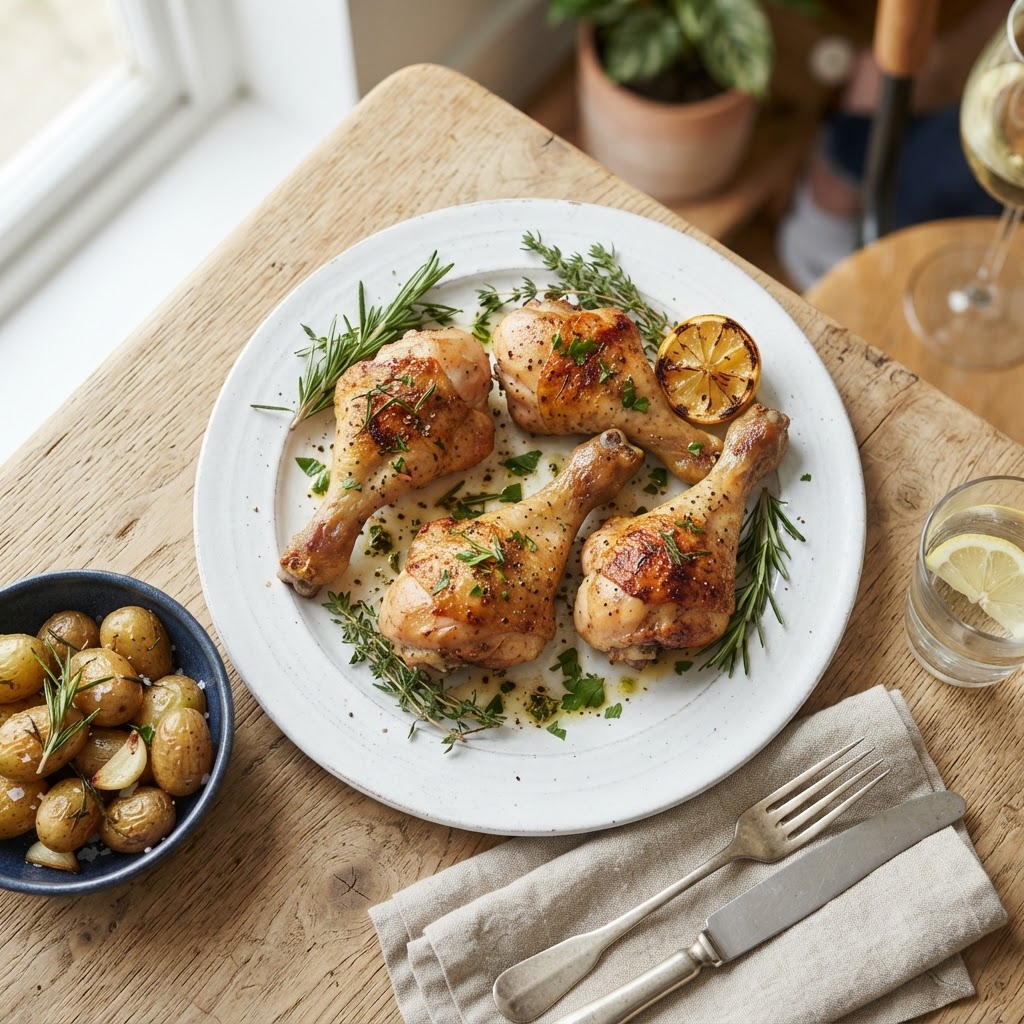 Cuisses de poulet rôties aux herbes