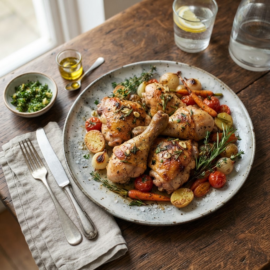 Cuisses de poulet rôties aux herbes