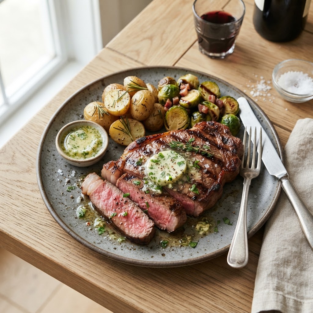 Contre-filet grillé au beurre à l'ail