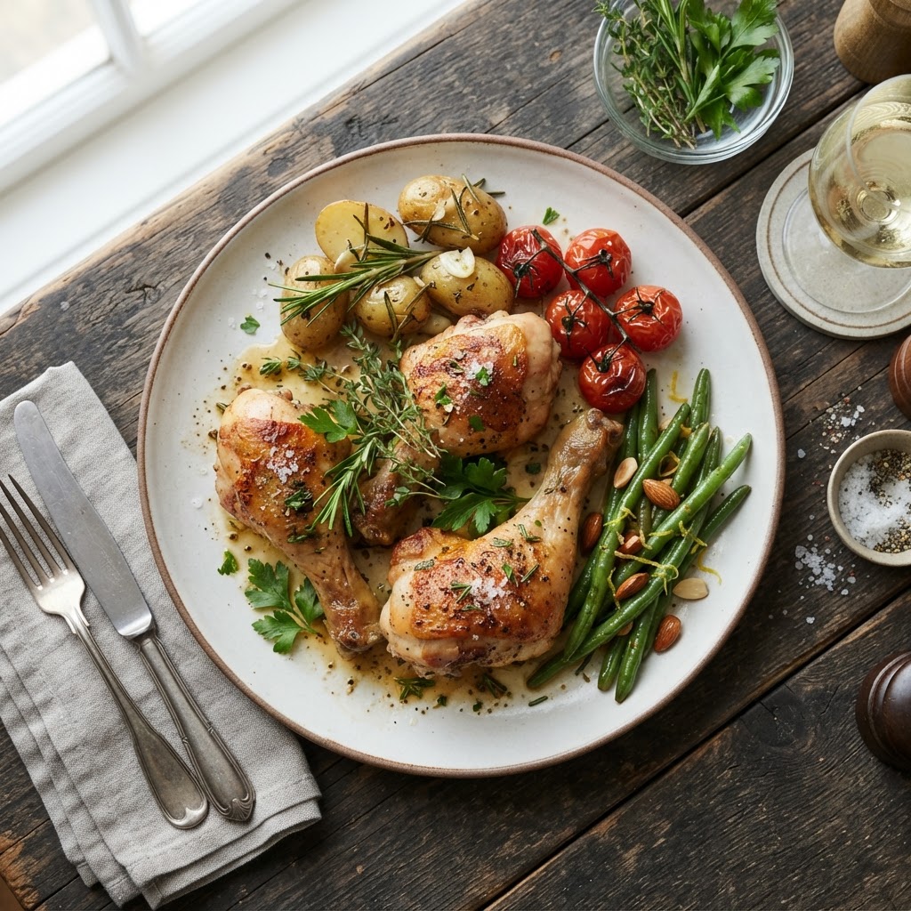 Cuisses de poulet rôties aux herbes