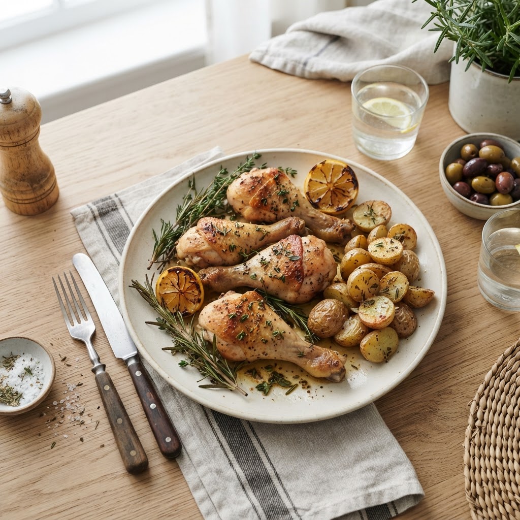 Cuisses de poulet rôties aux herbes