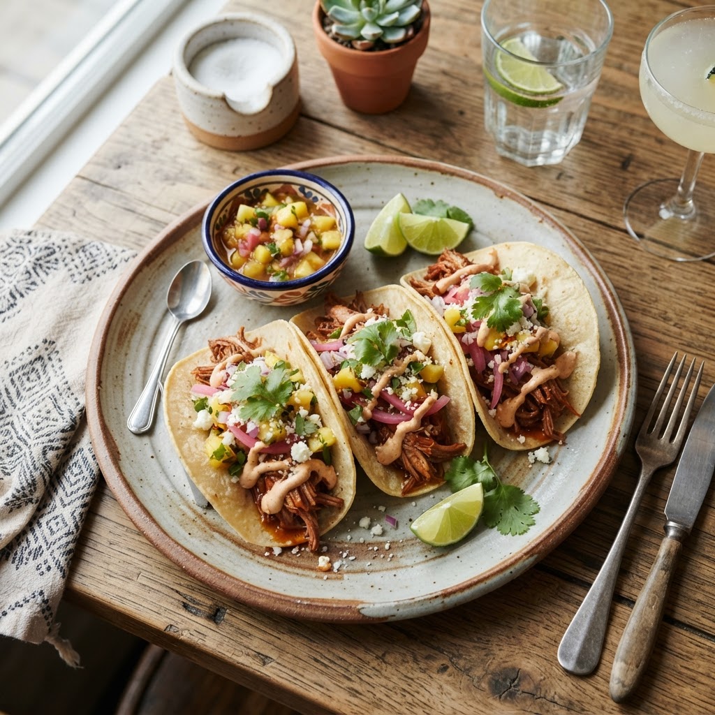 Tacos de porc effiloché