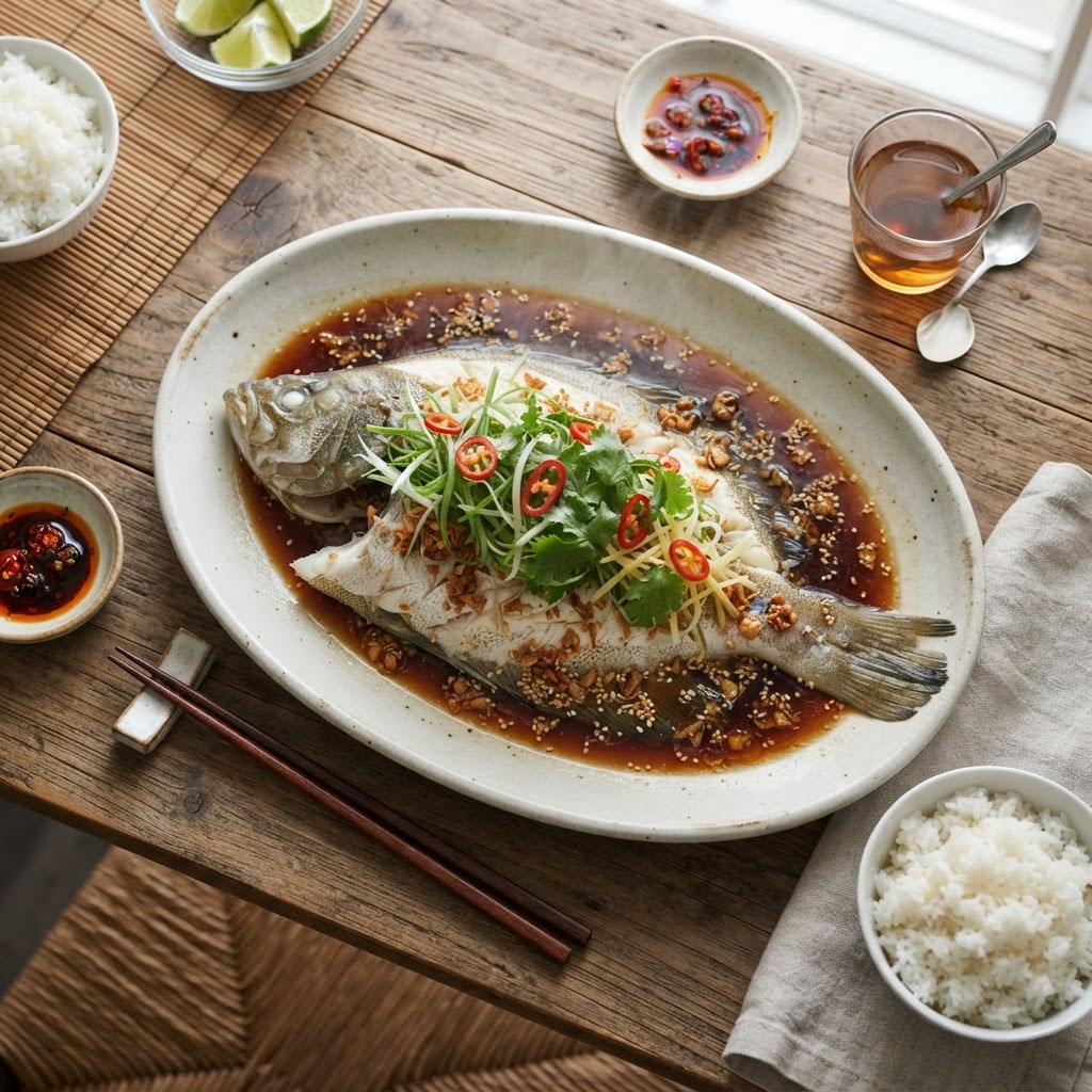 Sole à la vapeur style asiatique
